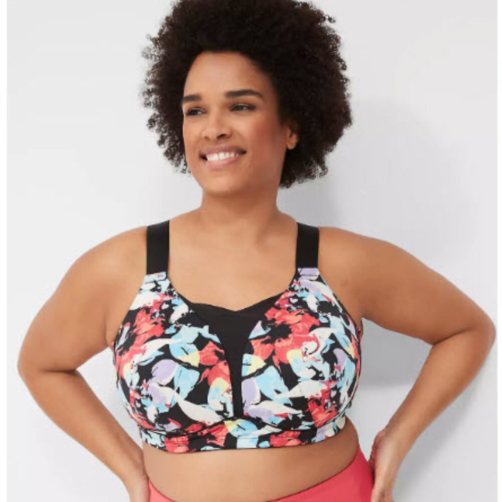 LIVI Wireless Medium-Impact Wicking Sports Bra 44 DDD Lane Bryant Multi NWT